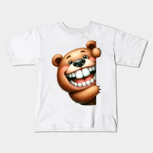 Cute Bear Playing Peek a Boo Kids T-Shirt